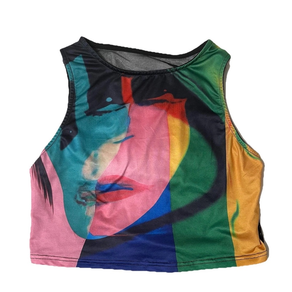 Solado Halterneck Colorful Sleeveless Crop Tank Top Sz Medium